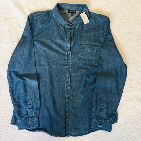 The Limited Tops - Limited Long Sleeve Chambray Button-Up NWT Size L
